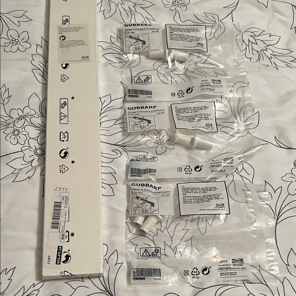IKEA LURT Rack and GUBBARP Hardware Set in White